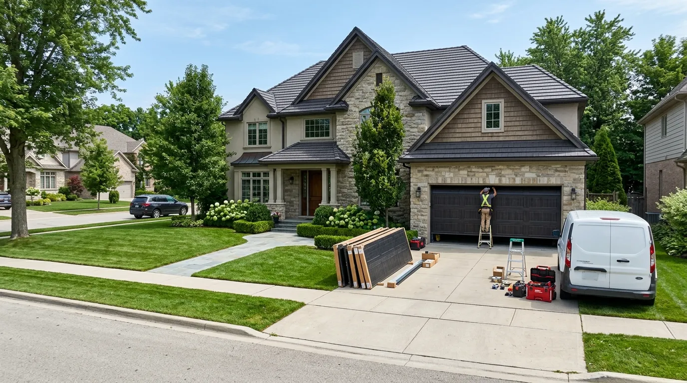 Wood-look composite garage door